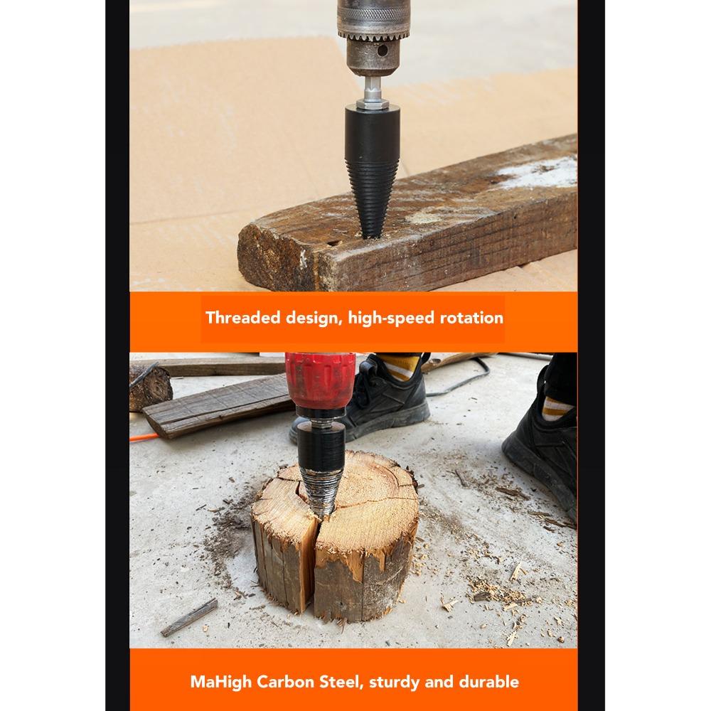 Schwarzer Brennholzspalter Hochkohlenstoffstahl Brennholzspalter Set Holzspaltkegel Bit