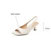 Fashion 2024 Summer Sandals Simple Open Toe Sandals Thin Heel Women Sandals Split Leather Square Toe Shoes for Women High Heels Handmade