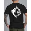 Europäische Größe Herren Yin Yang Drachen Grafik T-Shirt | Schwarzes Tee mit Weißem Drachen Design, Reguläre Passform Rundhalsausschnitt, Kurze Ärmel, Bequemer Stoff
