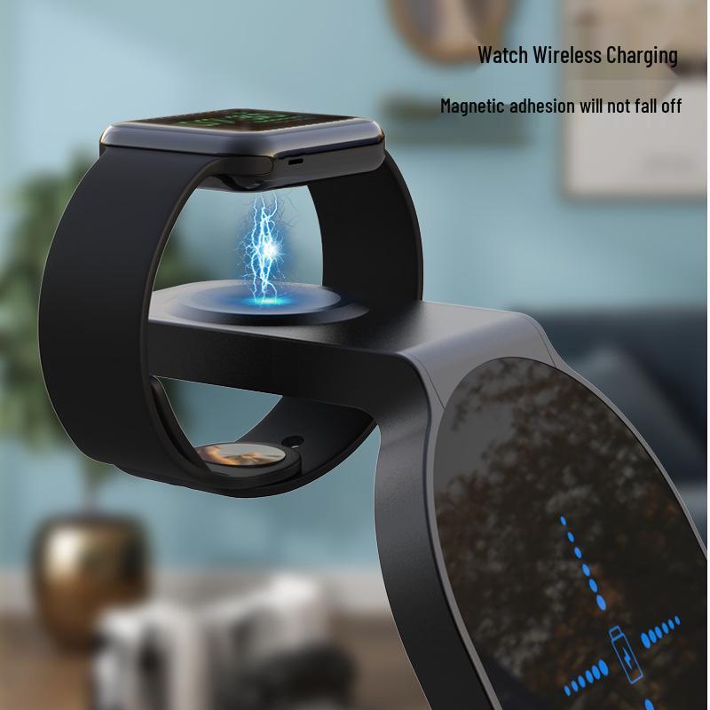 Sleek 6-in-1 Wireless Charger for Apple Watch, Earbuds & Phones - Fast Charging