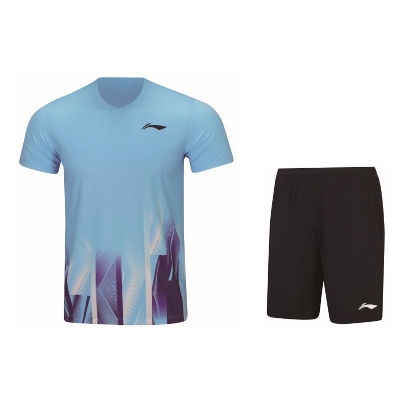 Li Ning Badminton Collection Badminton Jersey Set Unisex Moon White Blue AATW017-3 2XL