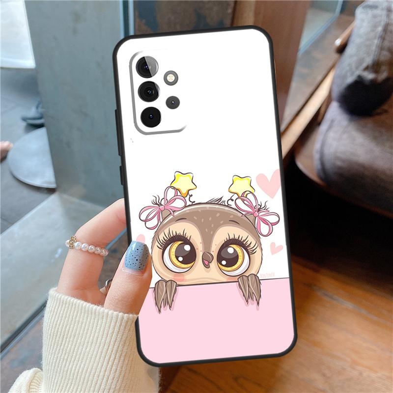 Cute Cartoon Owl Case For Samsung Galaxy A15 A52 A53 A33 A13 A34 A54 A14 A35 A55 A56 A36 A26 A16 A06 A22 A32