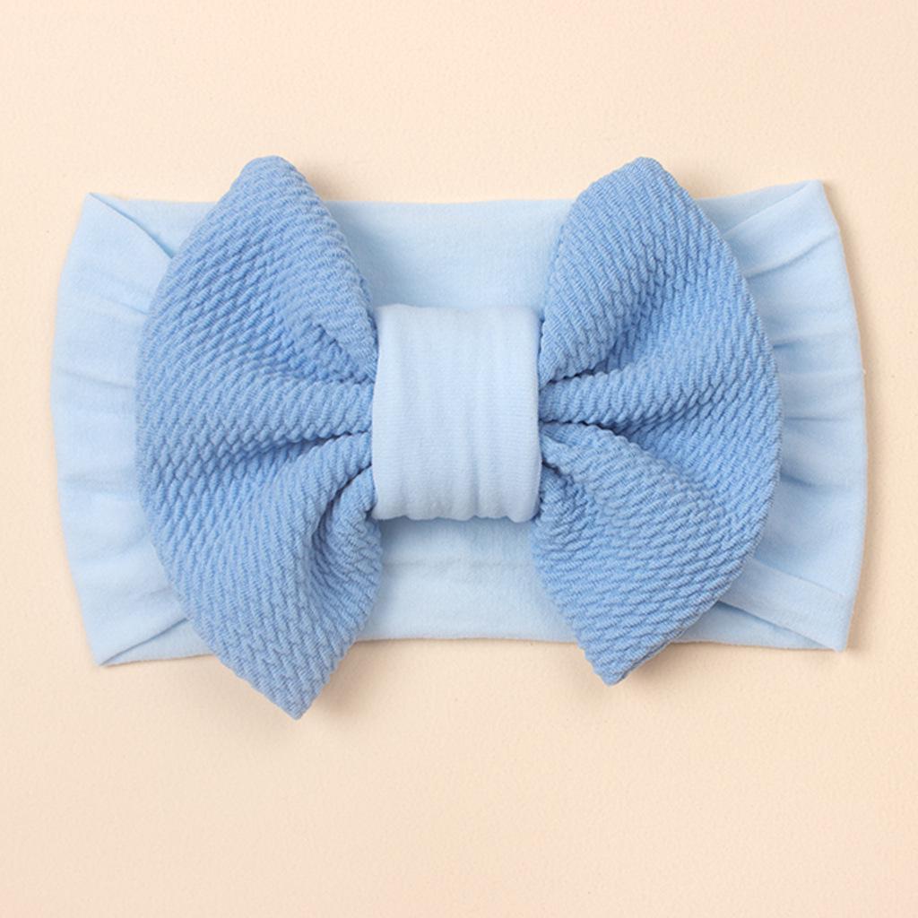 2022 Cukrová barva Dětské žebrované pokrývky hlavy: Nylonová mašle široká čelenka pro kojence a děti