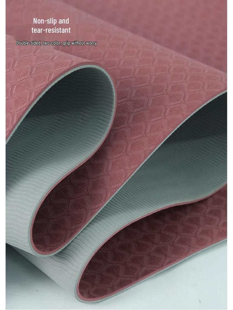 TPE Non-slip Thickened Yoga Mat for Home Fitness – Silent, Shock-Absorbing, Portable Exercise Mat