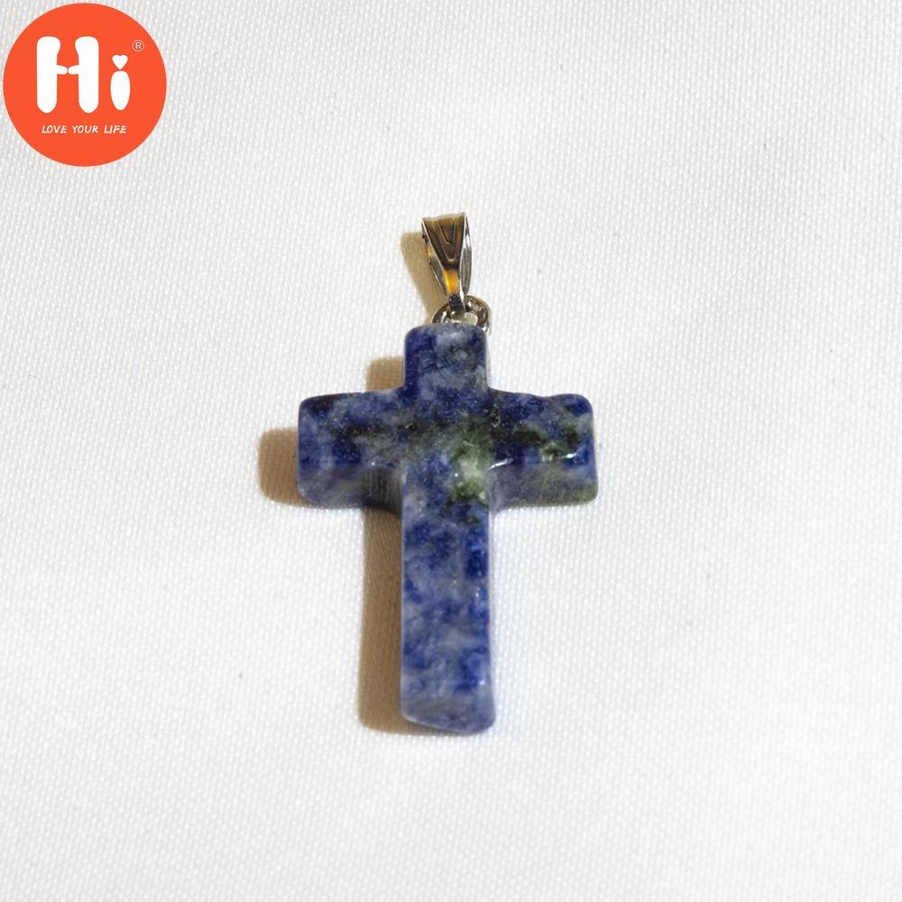 Hi Multi-Specifications Natural Crystal Cross Pendant Christian Jesus Catholic Cross Necklace Unisex Church Christian Crystal Jewelry