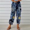 Women Linen Capri Pants Wide Leg Drawstring Cropped Pants