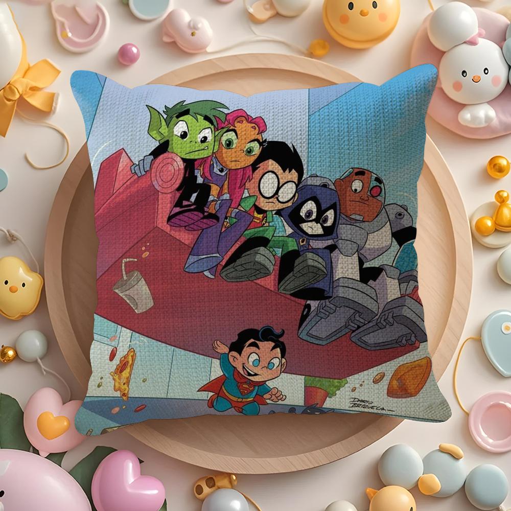 T-Teen T-Titans Go Kissenbezug Natürlicher Leinen Bio-Stoff Doppelseitiger Druck Sofa Heimdekoration Geschenk Kissenhülle