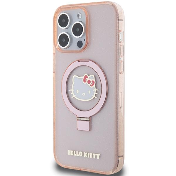 Hello Kitty Hkhmp15Xhrsgep Iphone 15 Pro Max 6.7 Różowy/Pink Hardcase Ring Stand Glitter Electrop Logo Magsafe