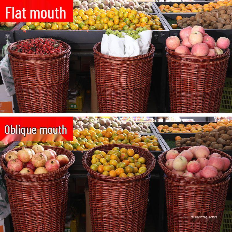Wicker Basket Display for Fruits & Vegetables - Perfect for Supermarkets