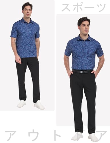 MoFiz Men's Short Sleeve Polo Shirt, Golf Shirt, Plus Sizes, Stylish Casual T-Shirt with Turndown Collar, Soft, Moisture-Wicking, Quick-Drying, Breath