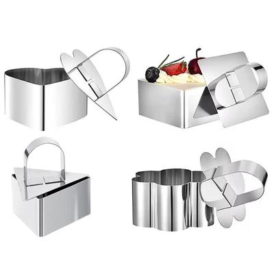 4Pcs DIY Baking Dessert Food Molds with Pushers Reusable Mousse Mold Cake Ring Mold  Kitchen Use