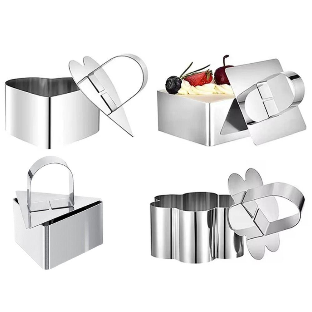 4Pcs Stainless Steel Cake Ring Mold Reusable Cooking Ring Mousse Mold  Baking Mousse Desserts