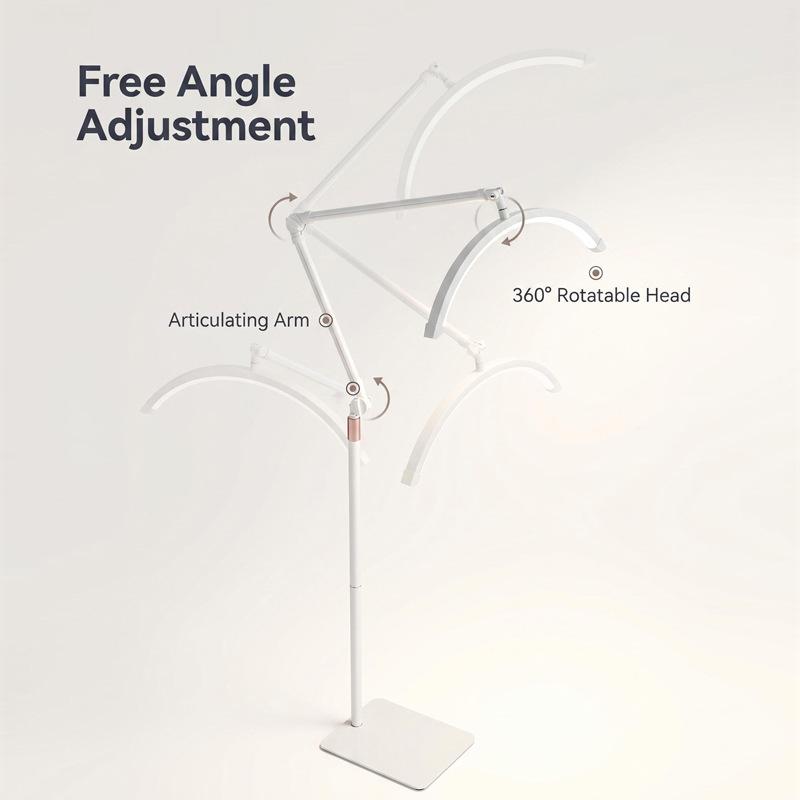 23-Inch Gold Cantilever Half-Moon Lamp, 36W, 3 Color Modes for Eyebrow, Tattoo, Manicure, U-Shaped Eyelash Extension