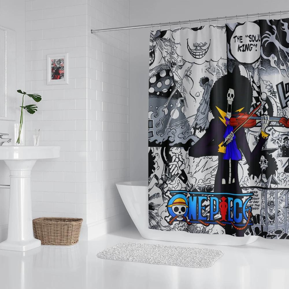 Anime Bathroom Curtain Polyester Fabric Shower Curtain 180 * 180CM With  Hooks Bathroom Accessories