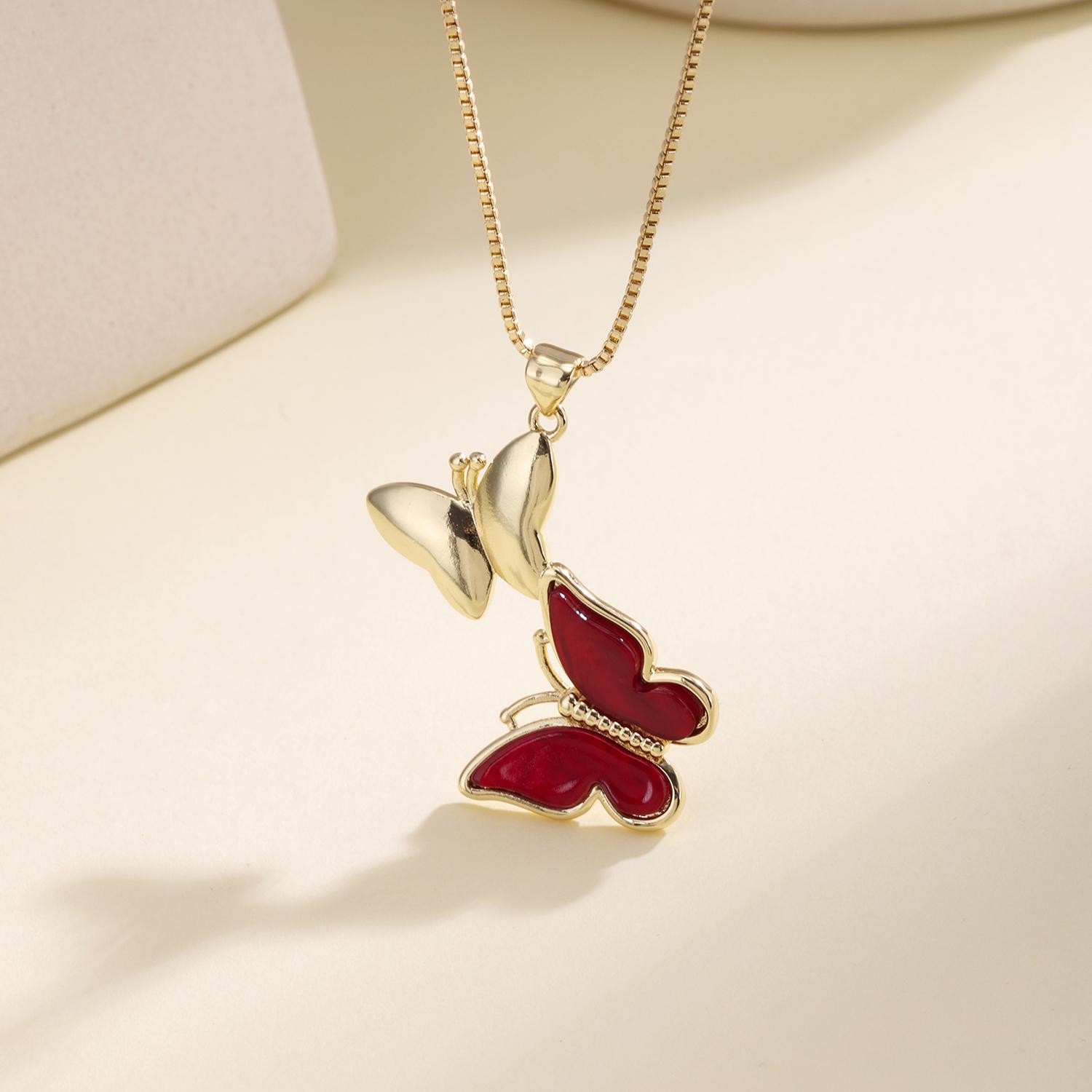 

Nidin Double Butterfly Pendant Necklace For Women Elegant Vintage Insect Clavicle Chain Jewelry Party Wedding Fashion Gifts