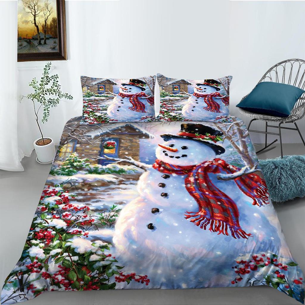 3D Christmas Bedding Set Santa Claus Down Duvet and Pillowcase 2/3 Pieces Christmas Festive Atmosphere Home Decoration