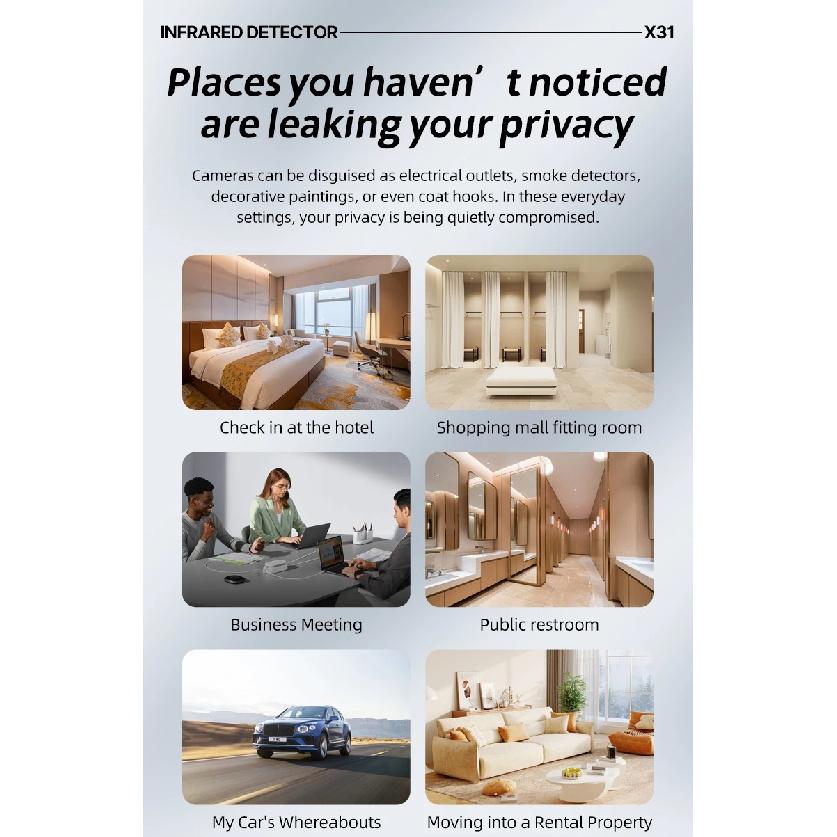 Wireless Signal Detector WiFi Hidden Device Anti-Spy Camera Finder/GPS Tracker/Multiple Modes for Hotel, Bathroom, Office