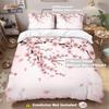 Three-Piece Pink Plum Blossom Brushed Duvet Cover Bedding Set - Custom Patterns Available