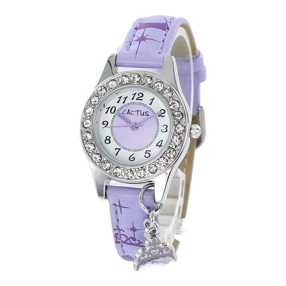 

Kids Elementary School Crystal Watch with Charm [Cactus] Watch, Girls, Children, Students, [] (CAC-71-L09/Purple)