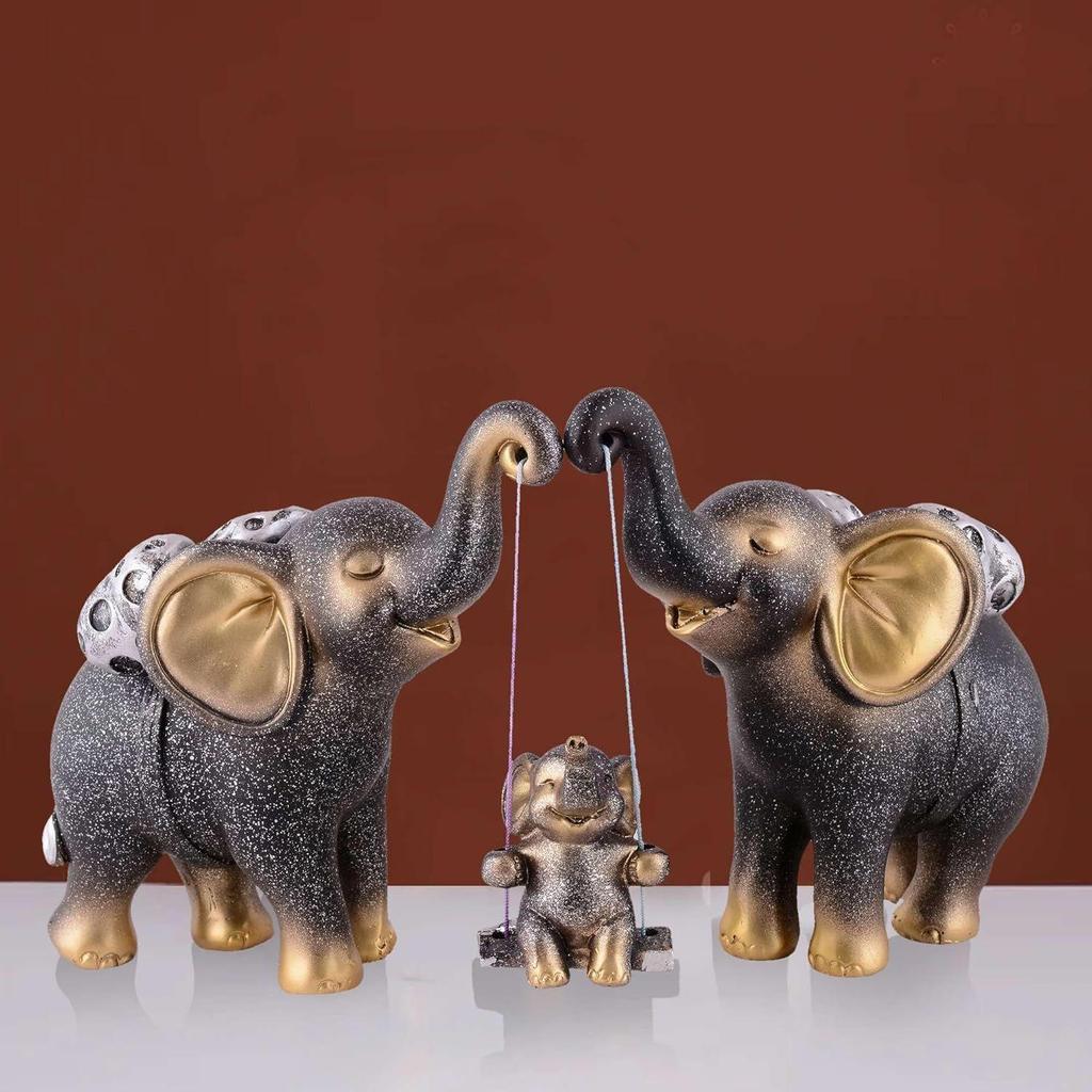 Resin Set of 3 Elephent Showpiece for Home Decoration Items Table Décor Living Room Gift Boxes for Weddings, Parties, Housewarming