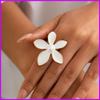 Exaggerated Fashion Statement Ring Flower and Pearls Wedding Finger Ring Handmade Jewelry for Parties