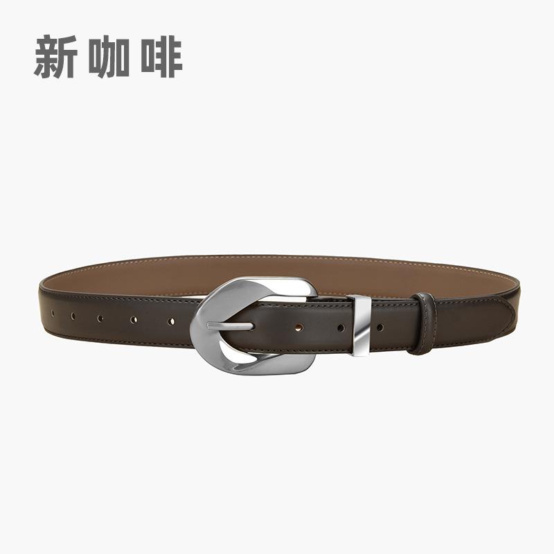 Leather Women'S Belt, Simple Retro Belt With Jeans, Casual Pants Belt, Women'S Model.