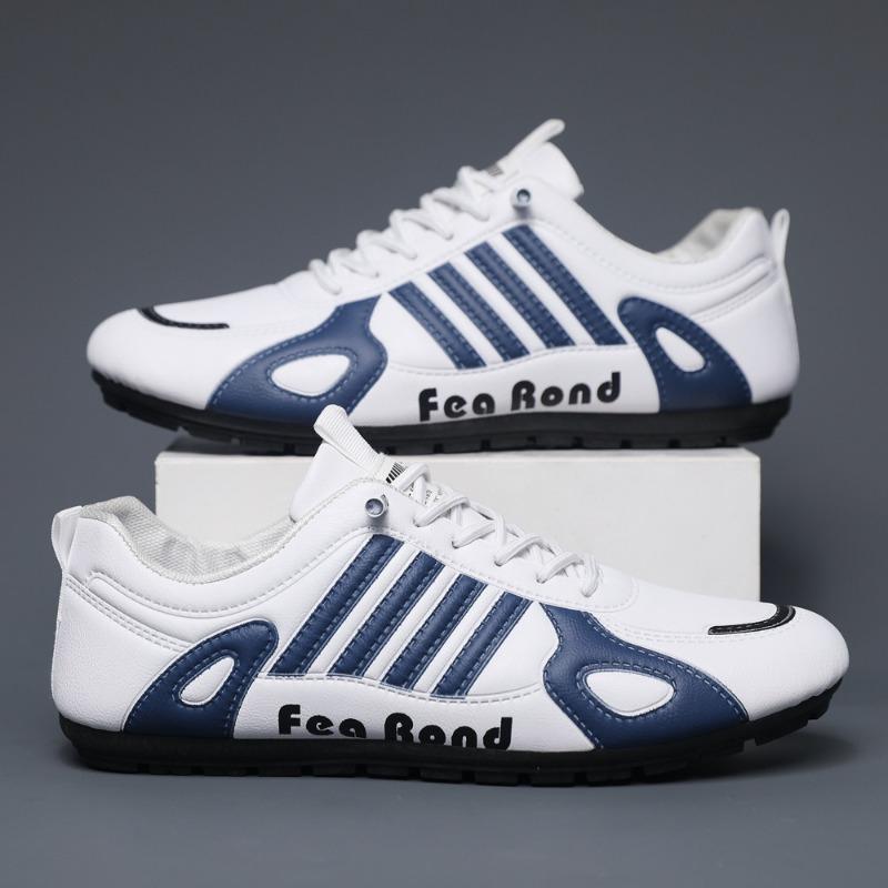 New Mens Leather Shoes Flat Bottomed Casual Sports Shoes Lightweight Comfortable Male Trainers Breathable Skateboard Board Shoes