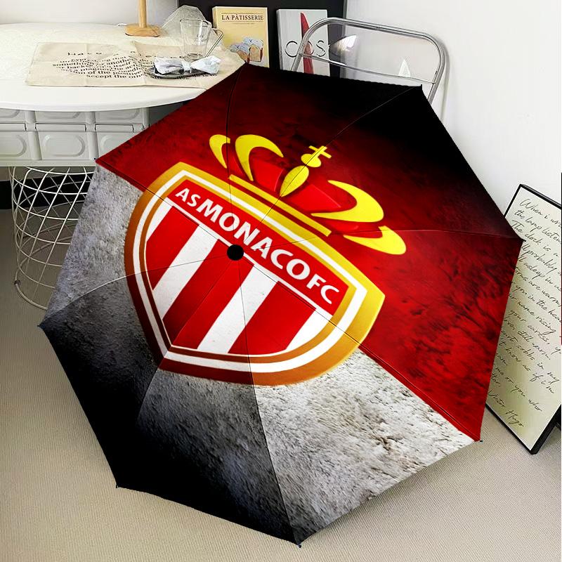 1PC Monaco Football club Printed Umbrella Folding umbrella, automatic umbrella 8-Frame for Travel, camping Fan gifts Christmas Gifts