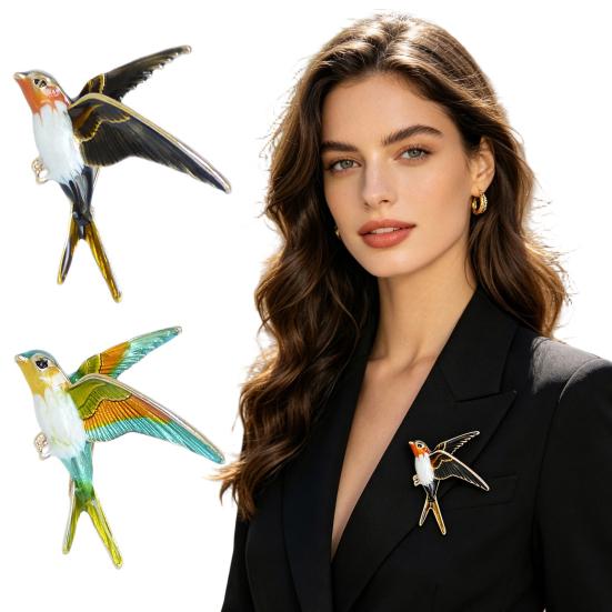 Emaille Schwalbe Brosche Herren Damen Öl Tropfend Vogel Reversnadel Pullover Strickjacke Mantel Anzug Kleidung Schmuck Zubehör