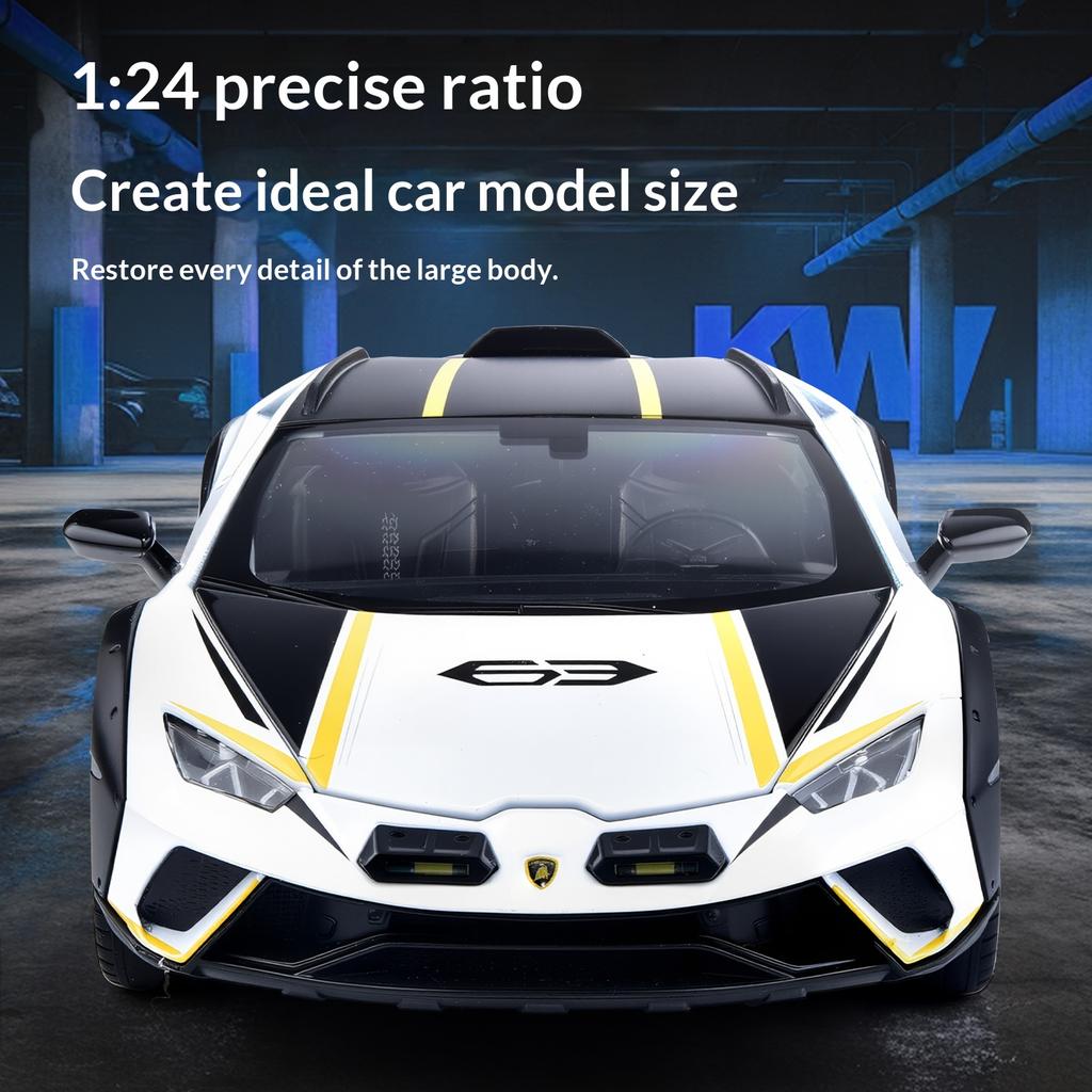 Alloy 1/24 Lamborghini Huracán Model Car Ornament Steering Shock Absorption Sports Car Model Pull Back Toy Car