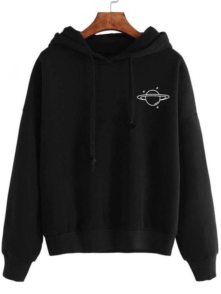Women Sweatshirt Winter High Quality Print Long Sleeve Loose Sweatshirt Casual Hooded Drawstring Sweatshirt Women's Clothing