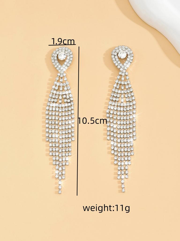 2 Pieces of Women's European and American Trendy Style Zircon Tassel Earrings, Travel Carnival, Party, Holiday Dressing Gifts