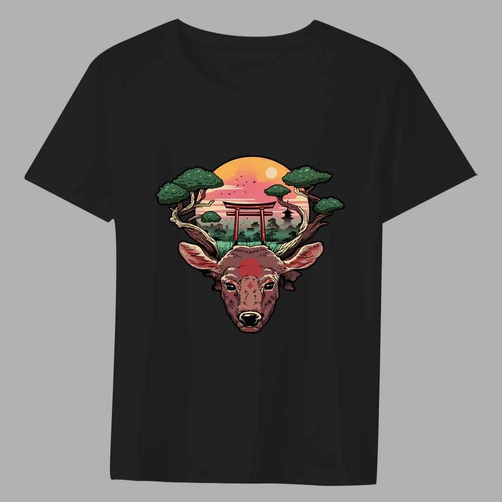 Men's Classic T-shirt Casual Black Japanese Pattern Printing Series Short-sleeved Shirt O-neck Comfortable Shirt for Young Men