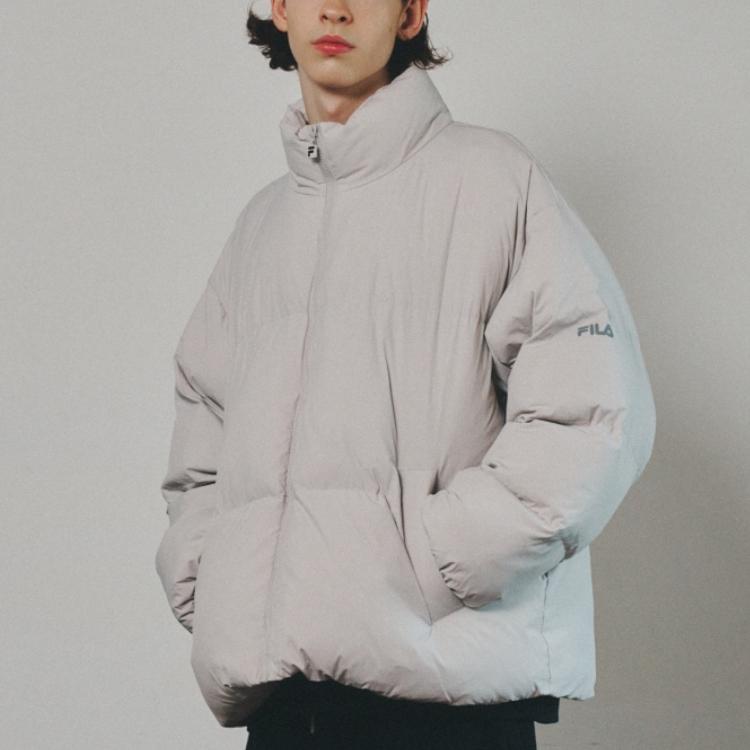 FILA Solid Color Stand Collar Warm Bread Cotton Jacket Unisex jackets FS2JKE4801X-LGY