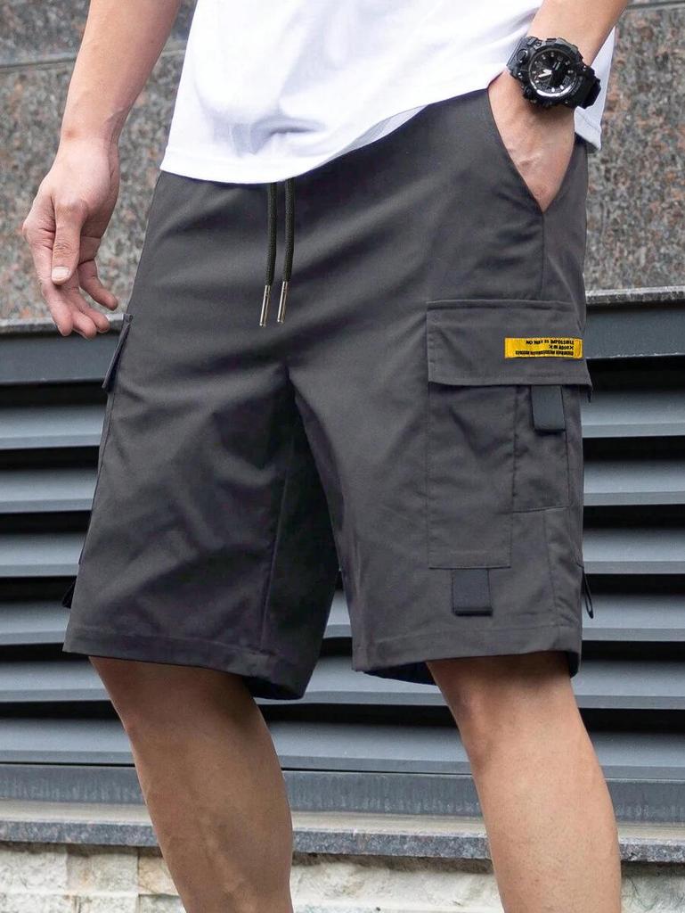 Men's Summer Drawstring Workwear Shorts - European Size, Trendy & Loose Fit, Hong Kong Style