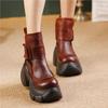 Echtes Leder Dicksohlige Hochhackige Stiefel Retro Damen Kurze Ritterstiefel