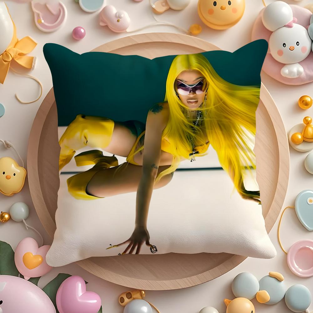 C-Cardi B-B Singer Cushion Cover Home & Car Multi-Scene Pillow Cover - Reversible, Soft & Durable for Daily Use