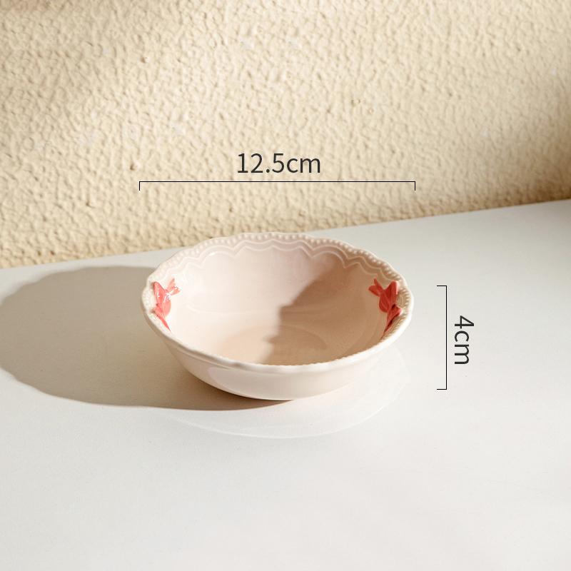 Sweet Modern Style Ceramic Plate Home Breakfast Delicious Yogurt Bowl High End Restaurant Fruit Salad Plates Exquisite Tableware