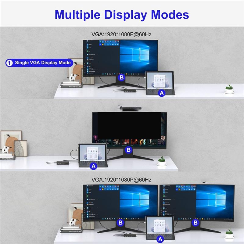 

USB C Surface Dock 11-In-1 With Power Supply - Triple Display Docking Station 2 + VGA For Surface Pro Series 11/10/9/8/X/7-