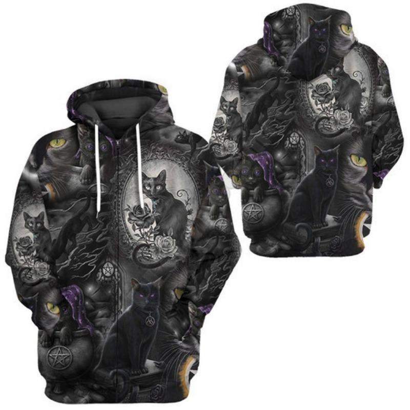 Men's Long-sleeved Hooded Top Comfortable Casual 3D Digital Abstract Printed Zipper Top