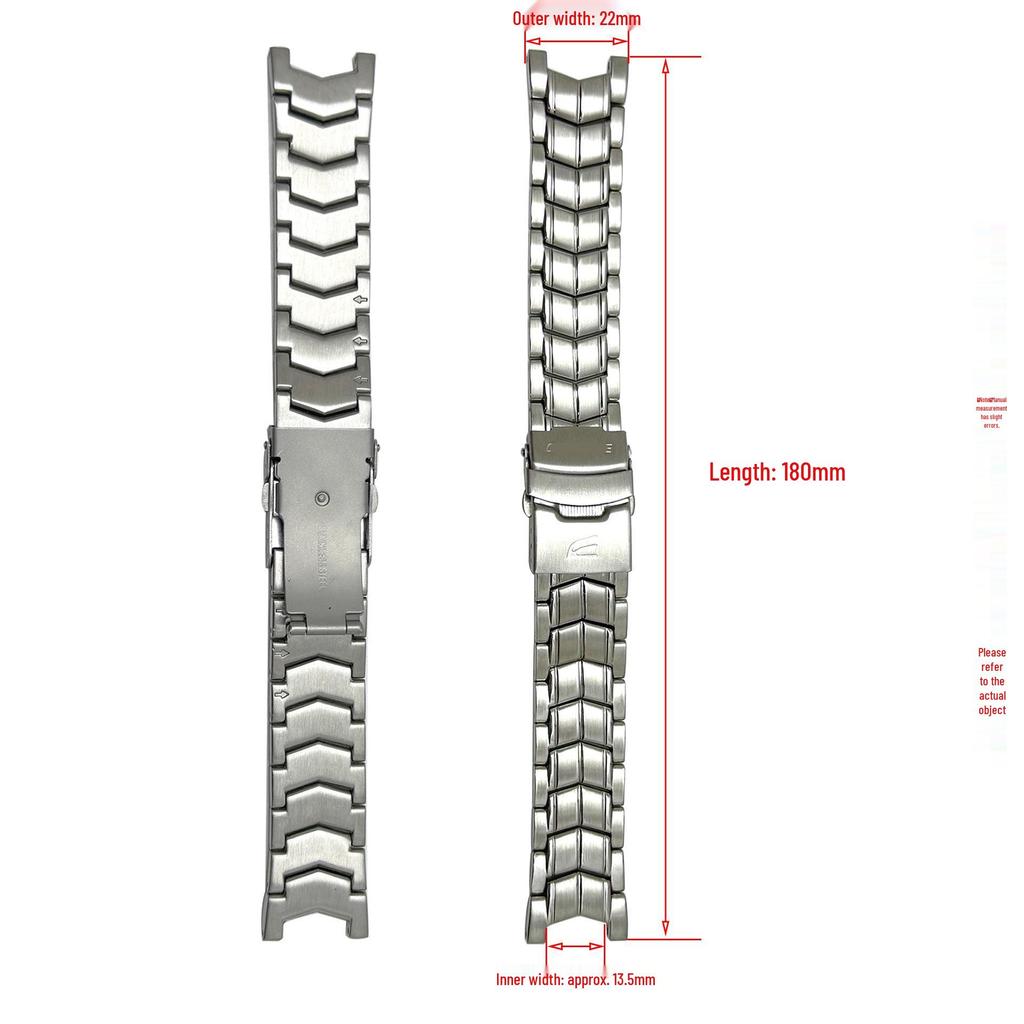 22mm Doppeldruck-Sicherheitsverschluss Edelstahl-Uhrenarmband für Casio EF-524