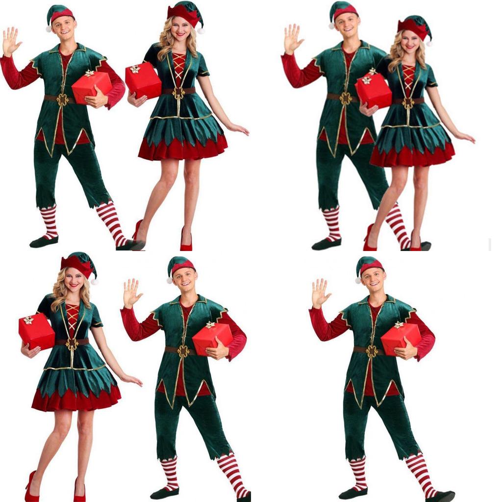 Men's And Women's Holiday Santa's Helper Costume With Soft Touch For Festive Cheer