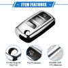 Car Remote Key Fob Cover Case Shell Protector 3 Button Compatible for VW Tiguan 2009-2017, Full Protection TPU Silver Tone