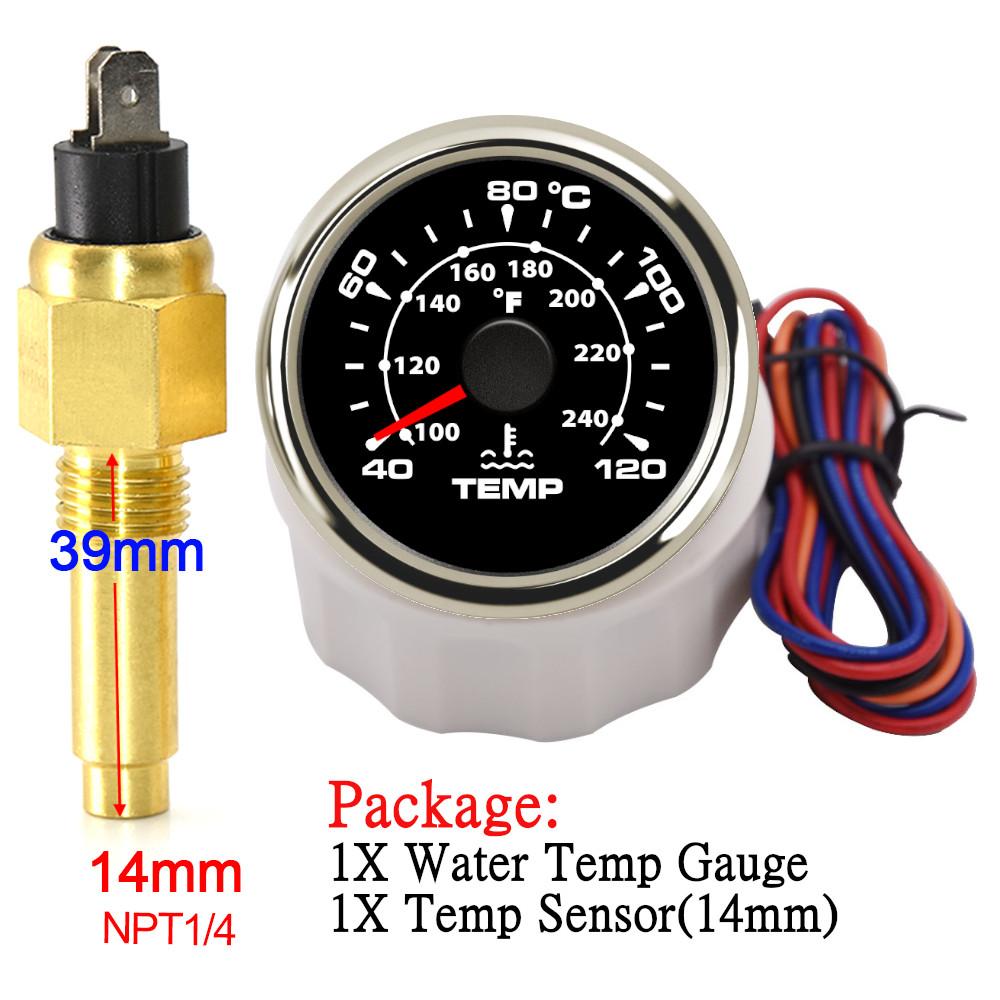 Customized10mm 14mm 17mm 21mm Temperature Sensor+52mm Water Temperature Gauge Universal for Boat Car Auto Motorcycle Thermometer
