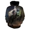 Sunset Herd Running Horse Fleece Hoodie, Men's Thick Warm Autumn Winter Sweatshirt, Galloping White Horses Scenery Pullover for Wild Vibe Style