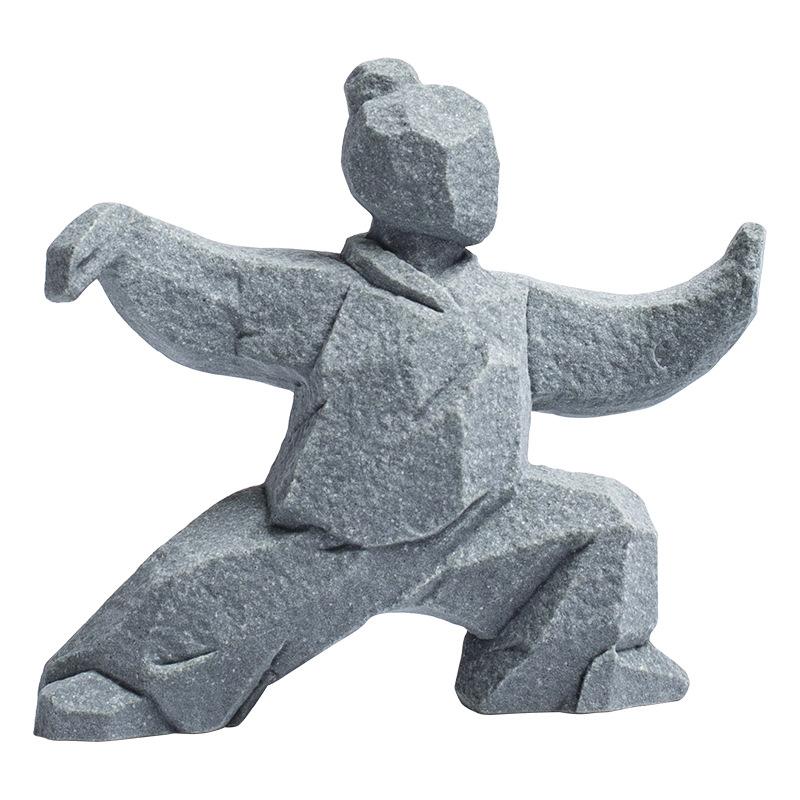 New Chinese Style Tai Chi Kung Fu Warrior Figurine Zen Tea Pet for Home Desk Tea Table Landscape Decor Collectible Gift