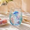 Blei Freies Glas Becher Meeres-Themen Becher, Quallen/Delfine/Meeresschildkröten/Oktopus Handbemalt, Verdicktes Trinkglas Langlebig Hitzebeständig für Büro Wasser