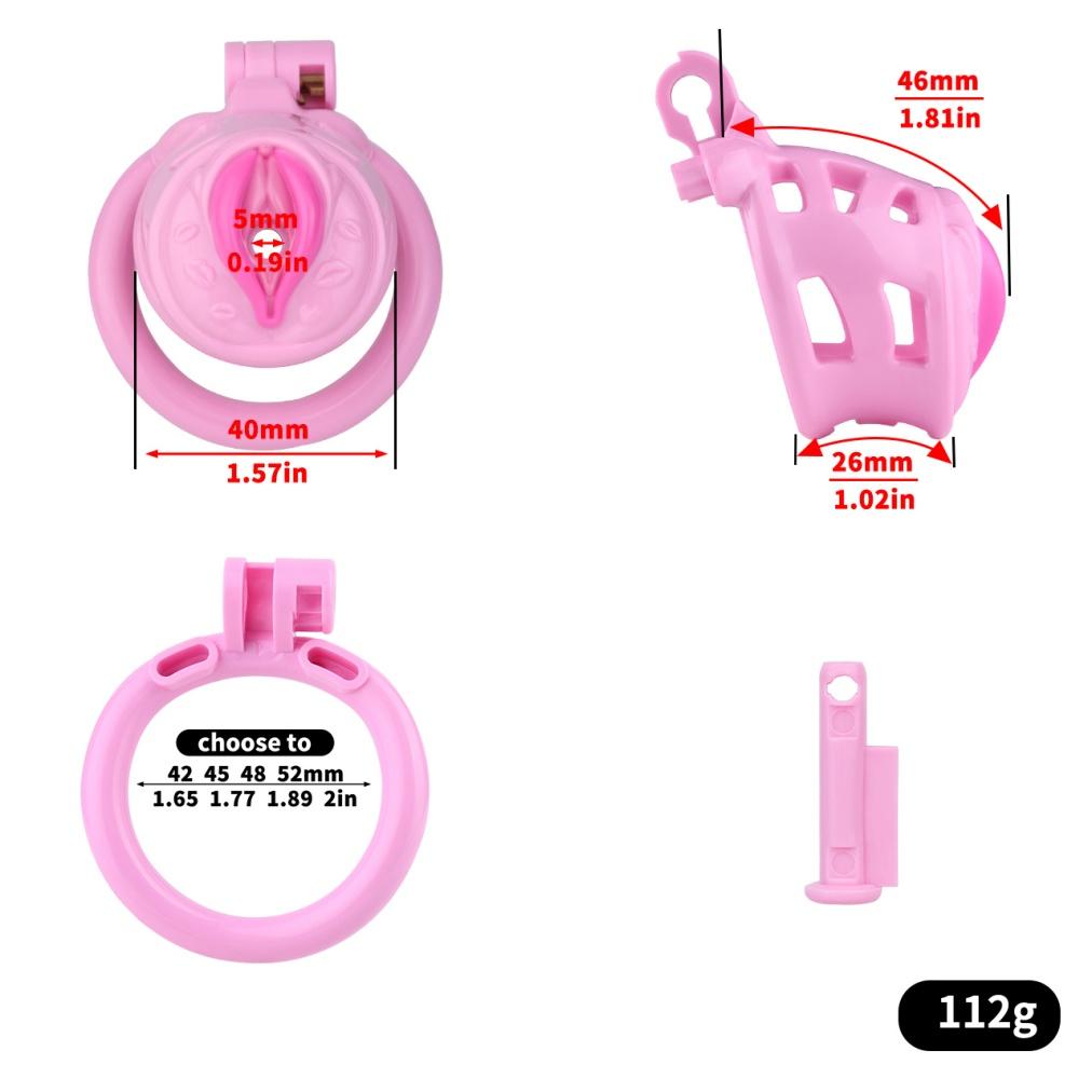 FRRK ABS Resin Pink Chastity Cage 3D Print Plastic Cage Male Chastity Device Penis Lock BDSM Chastity Lock Fetish Sex Toys