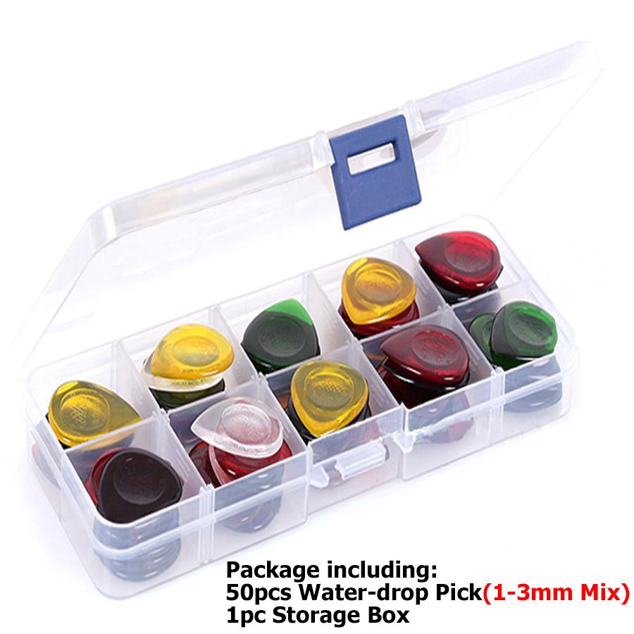 6-50pcs 3cm Water-drop Style Color Picks 1-3mm Thickness Durable Guitar Picks Bass Ukulele Universal Pick Instrument Accessories