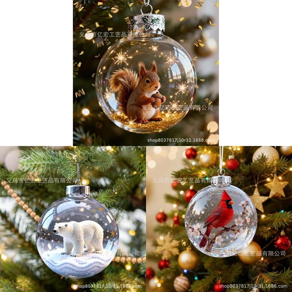 Naturvögel Kristallglas Weihnachtsbaumschmuck Set Mit Kunststoffmaterial Für Feiertagsdekoration